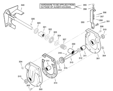 Gear Case Diagram and Parts List for C950-52313-1 2004 Briggs and Stratton Snow Blower